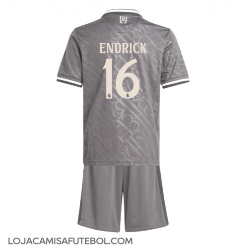 Camisa de Futebol Real Madrid Endrick #16 Equipamento Alternativo Infantil 2024-25 Manga Curta (+ Calças curtas)